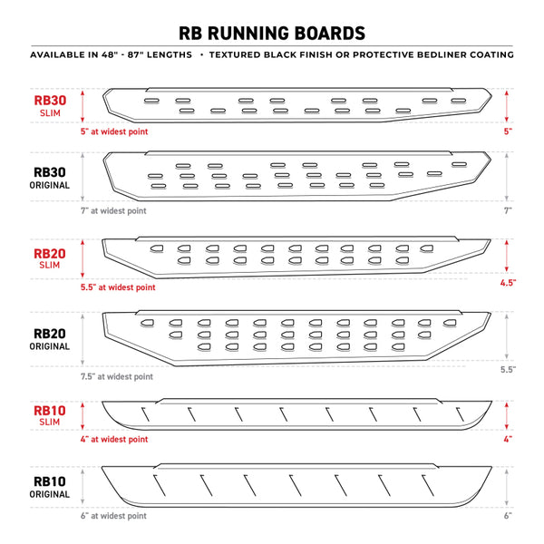 Go Rhino RB10 Slim Running Boards - Universal 80in. - Tex. Blk