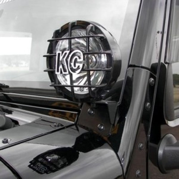 KC HiLiTES 07-18 Jeep JK A-Pillar Windshield Light Mount Bracket Set (Pair) - Black