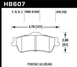 Hawk 08-09 Pontiac G8 3.6 Base/6.0 Performance Ceramic Street Rear Brake Pads
