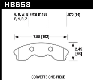 Hawk 06-10 Chevy Corvette (Improved Pad Design) Front HPS Sreet Brake Pads