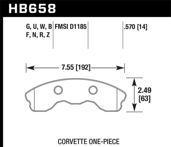 Hawk 2010-2013 Chevy Corvette Grand Sport (One-Piece Pads) High Perf. Street 5.0 Front Brake Pads