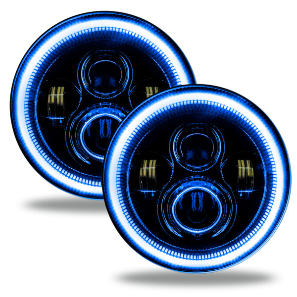 Oracle 7in High Powered LED Headlights - Black Bezel - Blue