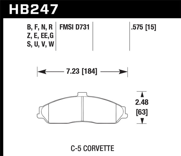 Hawk 97-06 Corvette (incl C5 Z06) Performance Ceramic Street Front Brake Pads