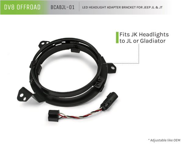 DV8 Offroad 18+ Jeep JL/Gladiator TJ / 7in Headlights Adapter Kit